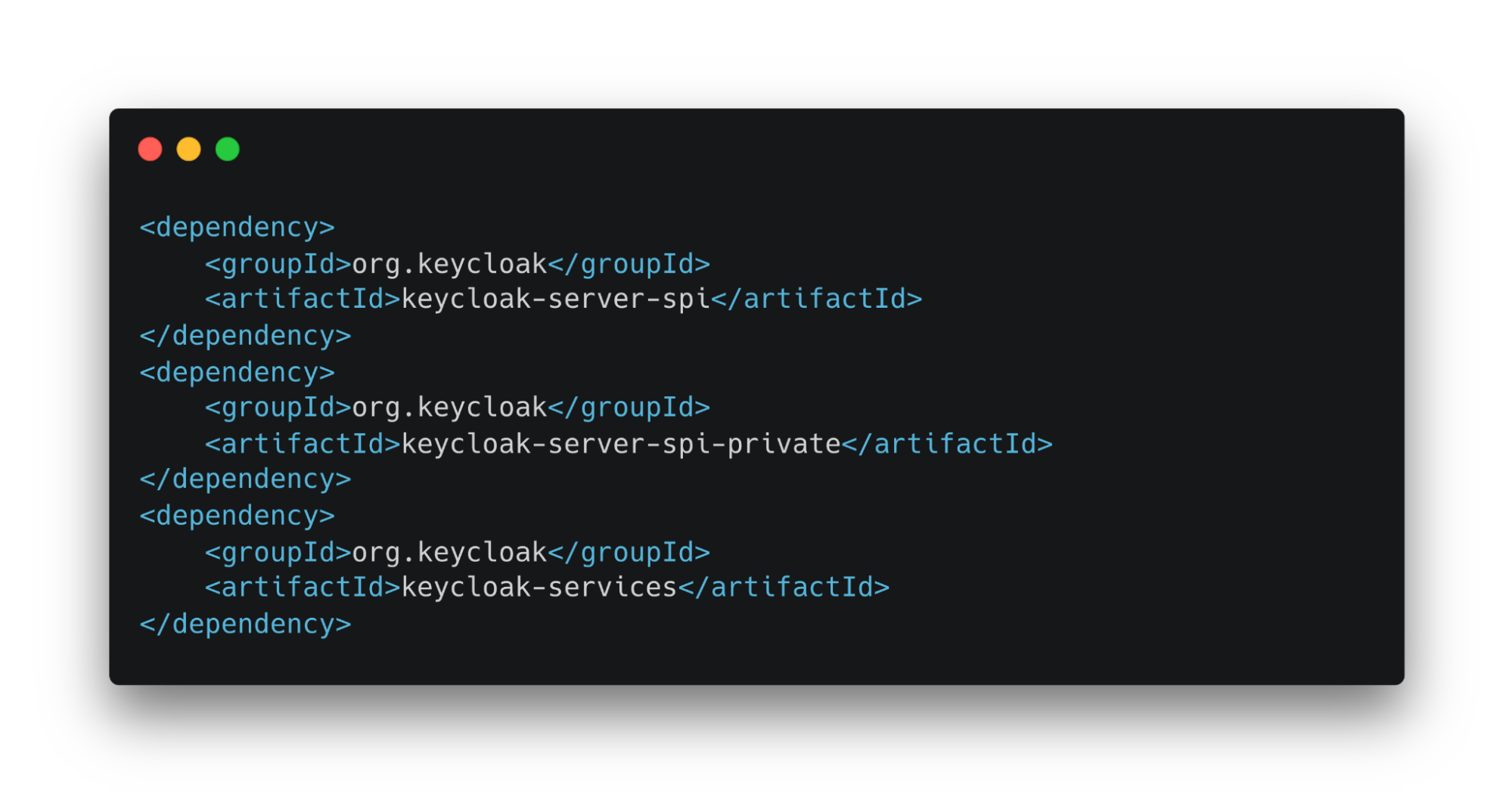 Фрагмент зависимостей keycloak-server-spi, keycloak-server-spi-private и keycloak-services